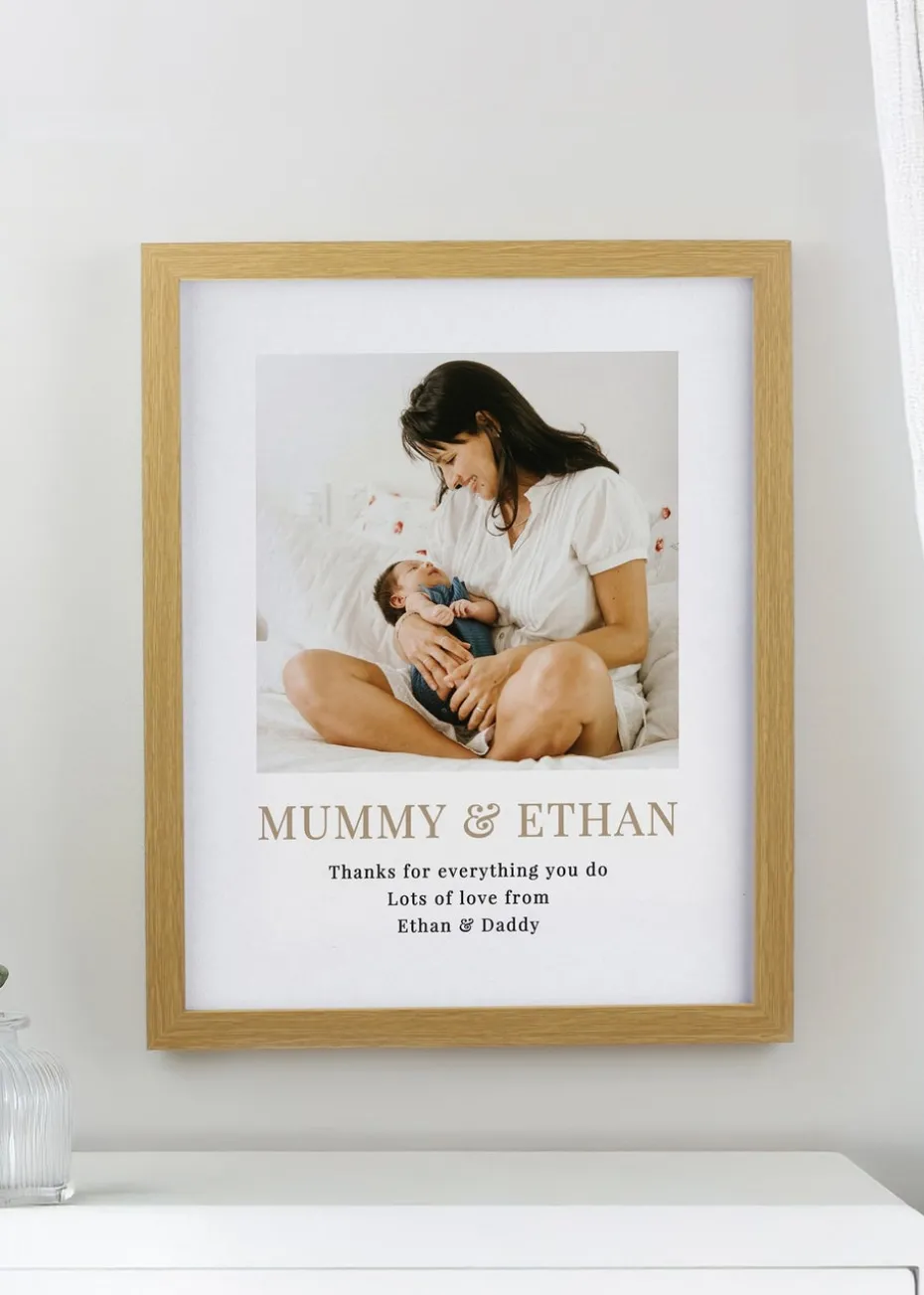 Personalised Memento Company White Square Photo Upload Oak Poster Frame