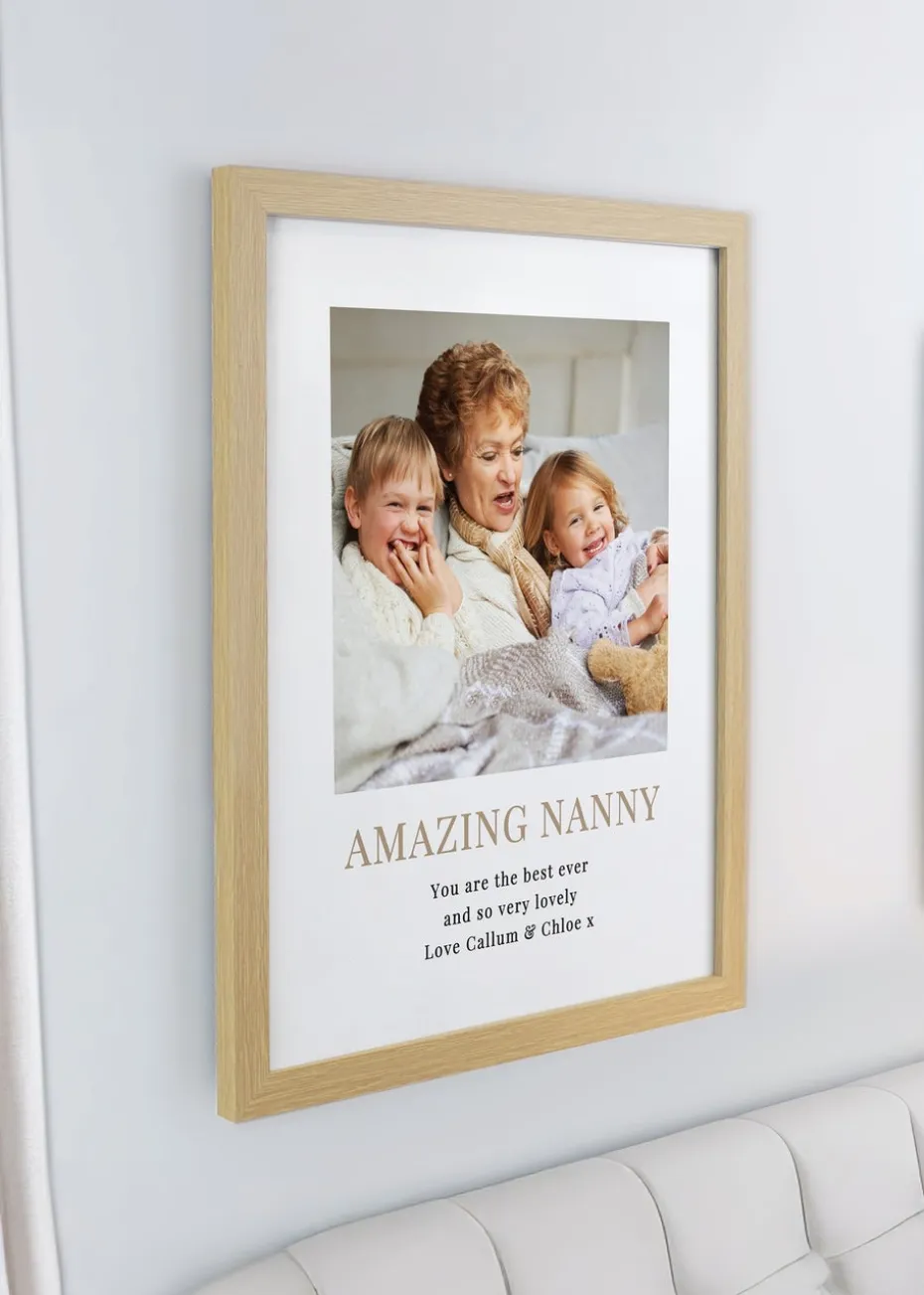 Personalised Memento Company White Square Photo Upload Oak Poster Frame