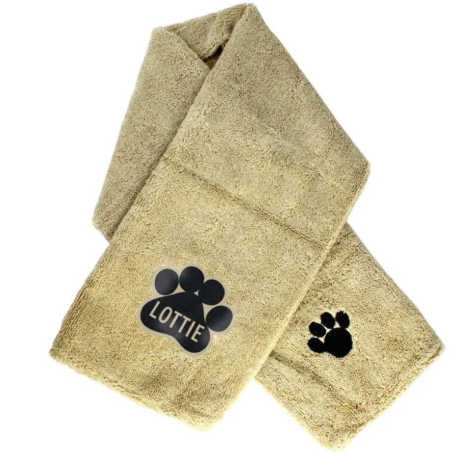 Personalised Memento Company Paw Print Brown Microfibre Pet Towel