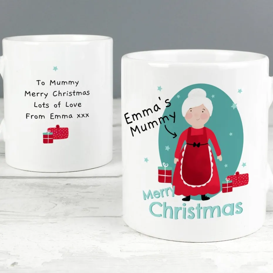 Personalised Memento Company White Mrs Claus Christmas Mug