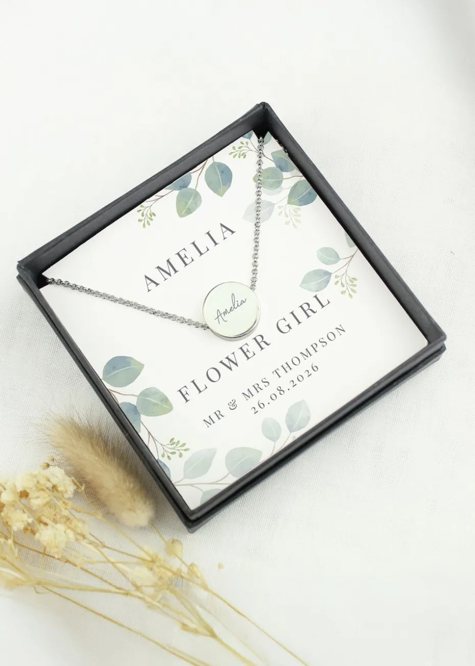 Personalised Memento Company Botanical Sentiment Tone Necklace and Box