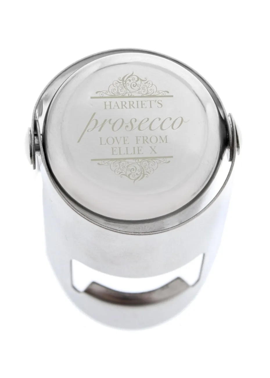 Personalised Memento Company Silver Prosecco Bottle Stopper