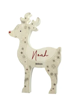 Personalised Memento Company Wood Red Nosed Reindeer Ornament