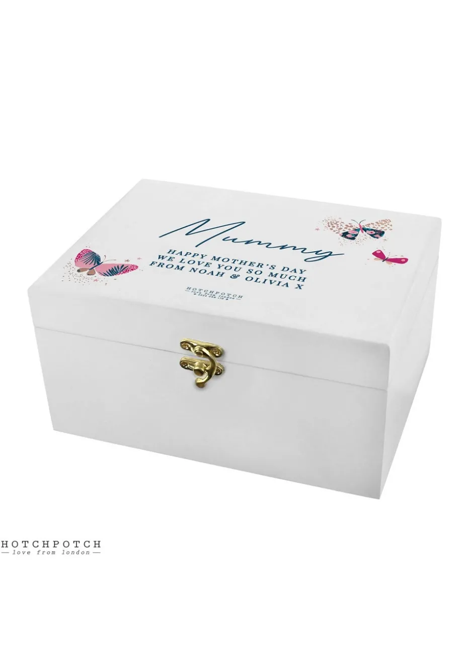Personalised Memento Company Floral Wishes White Wooden Keepsake Box