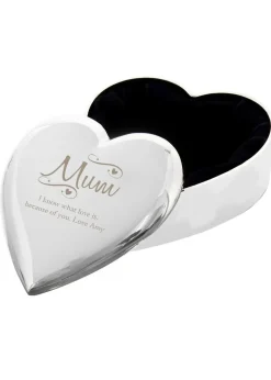 Personalised Memento Company Silver Mum Swirls & Hearts Trinket Box
