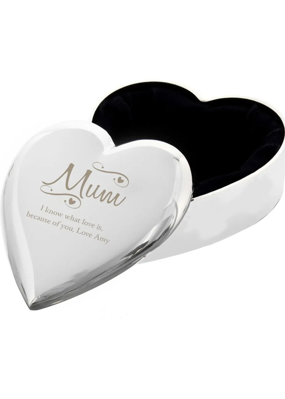 Personalised Memento Company Silver Mum Swirls & Hearts Trinket Box