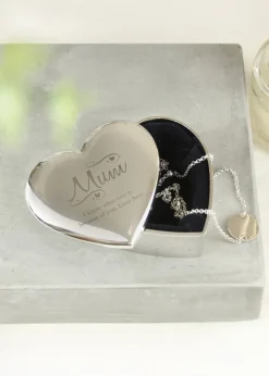 Personalised Memento Company Silver Mum Swirls & Hearts Trinket Box