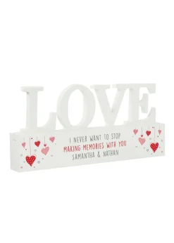 Personalised Memento Company White Wood Red Hearts Wooden Love Ornament