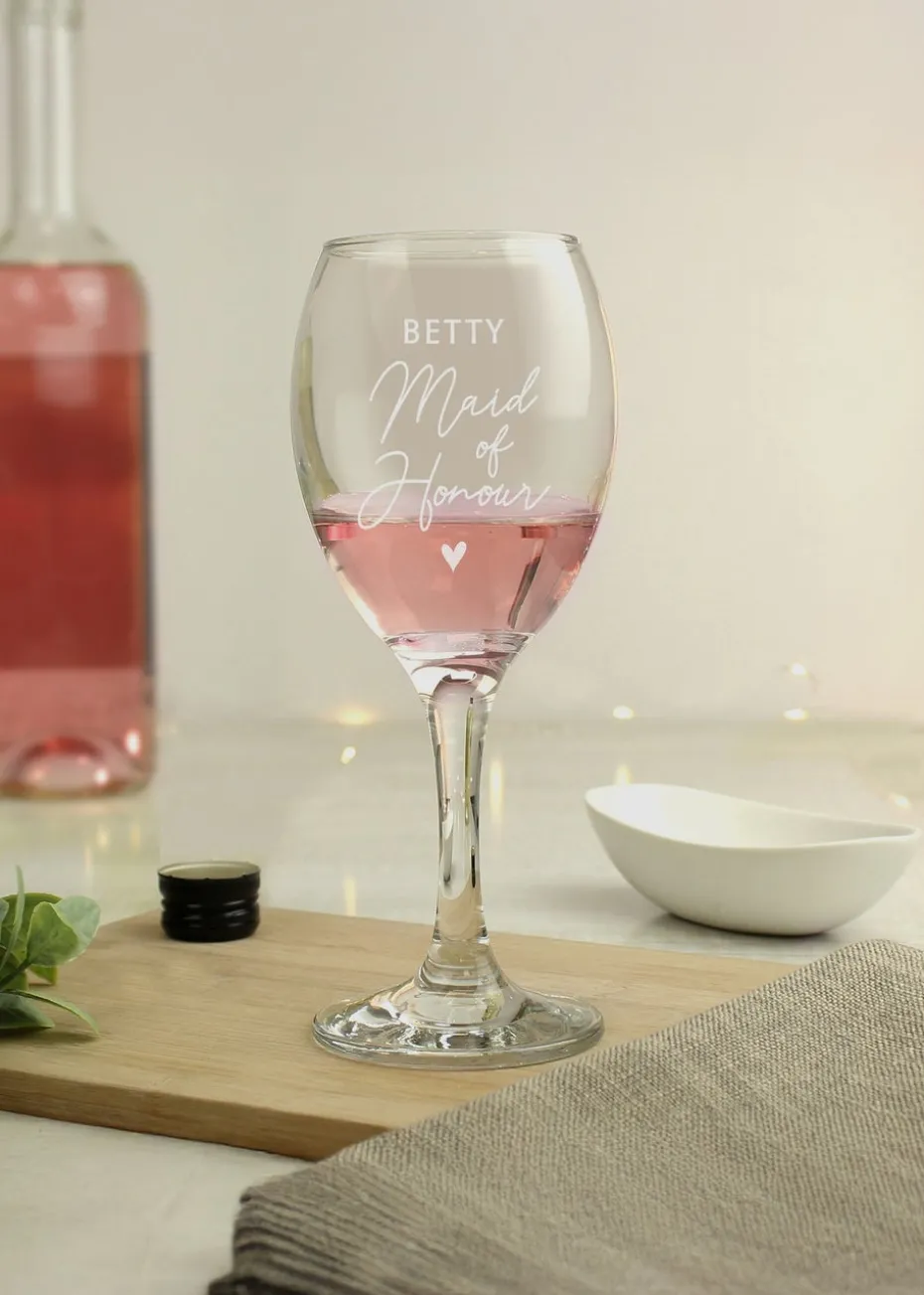 Personalised Memento Company Maid of Honour Wine Glass