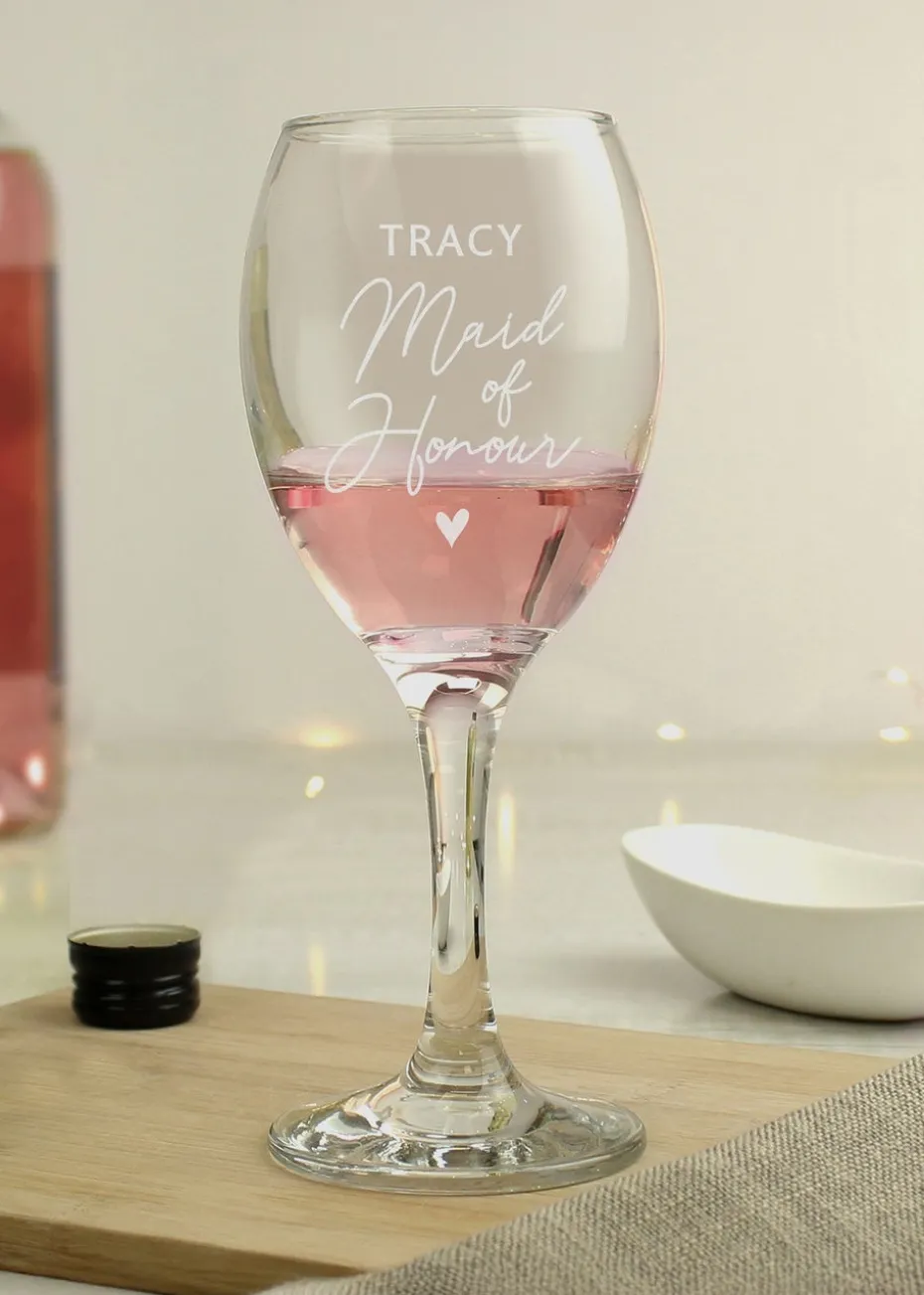 Personalised Memento Company Maid of Honour Wine Glass