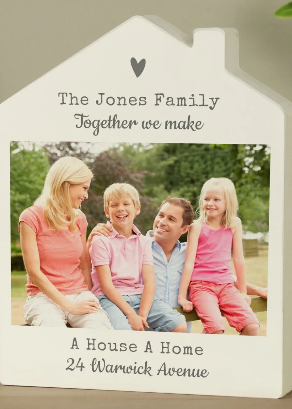 Personalised Memento Company Photo Upload White Wooden House Ornament