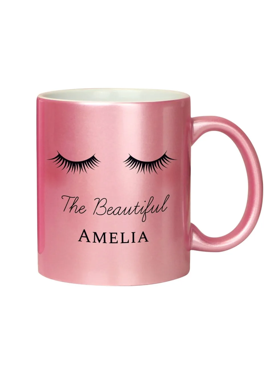 Personalised Memento Company Eyelashes Pink Mug