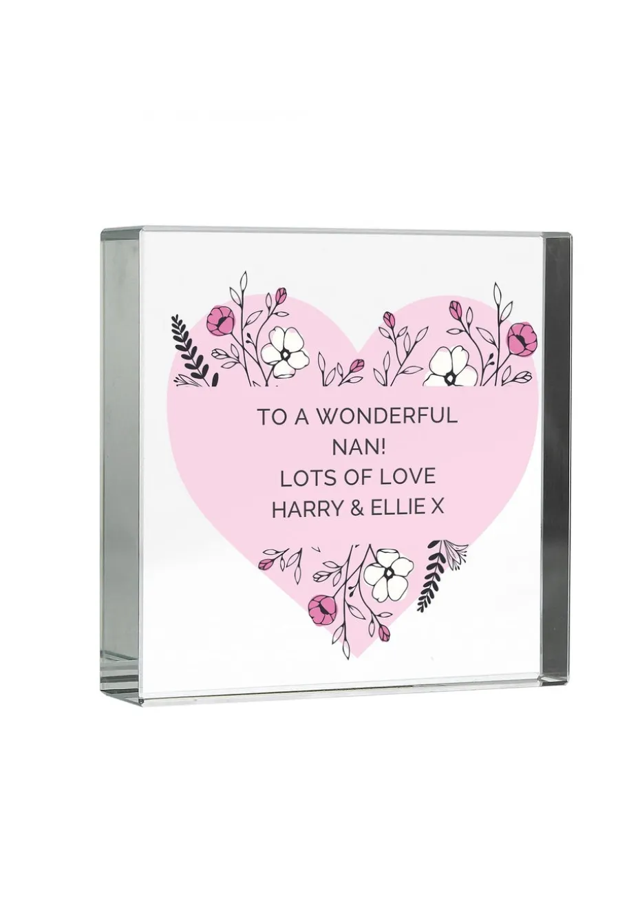 Personalised Memento Company Pink Floral Clear Glass Ornament