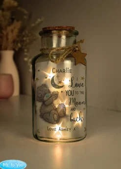 Personalised Memento Company Me To You Moon & Back LED Glass Jar