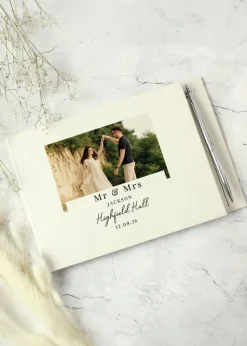 Personalised Memento Company Photo Upload Hardback Guest Book & Pen