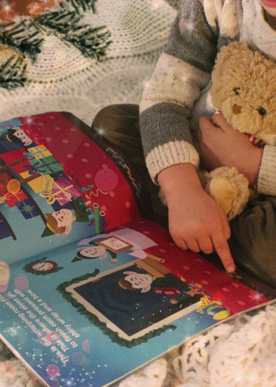 Personalised Memento Company Blue Magical Christmas Adventure Story Book and Teddy Bear