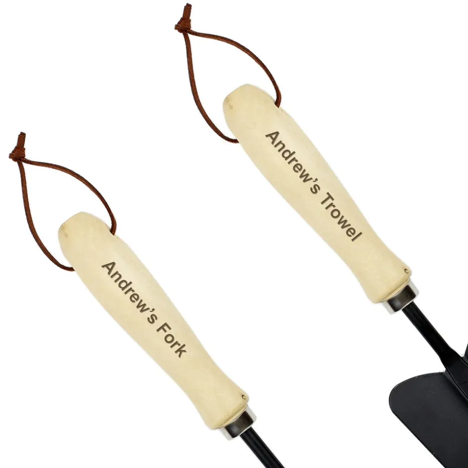 Personalised Memento Company Wood Fork & Trowel Set