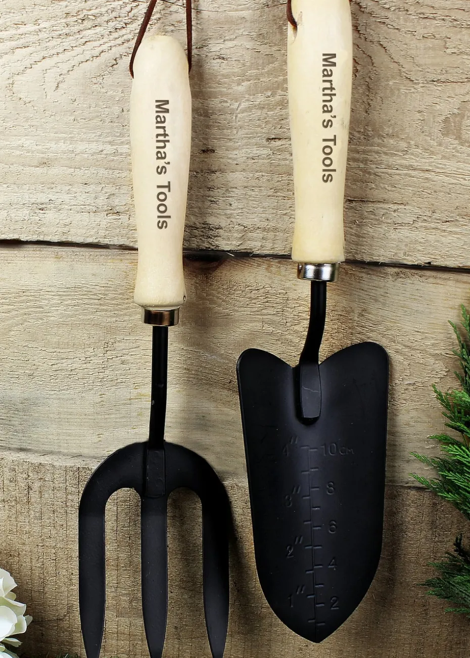 Personalised Memento Company Wood Fork & Trowel Set