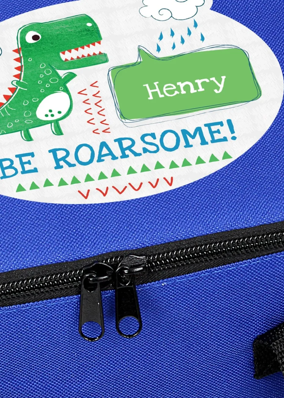 Personalised Memento Company Blue Be Roarsome Dinosaur Lunch Bag
