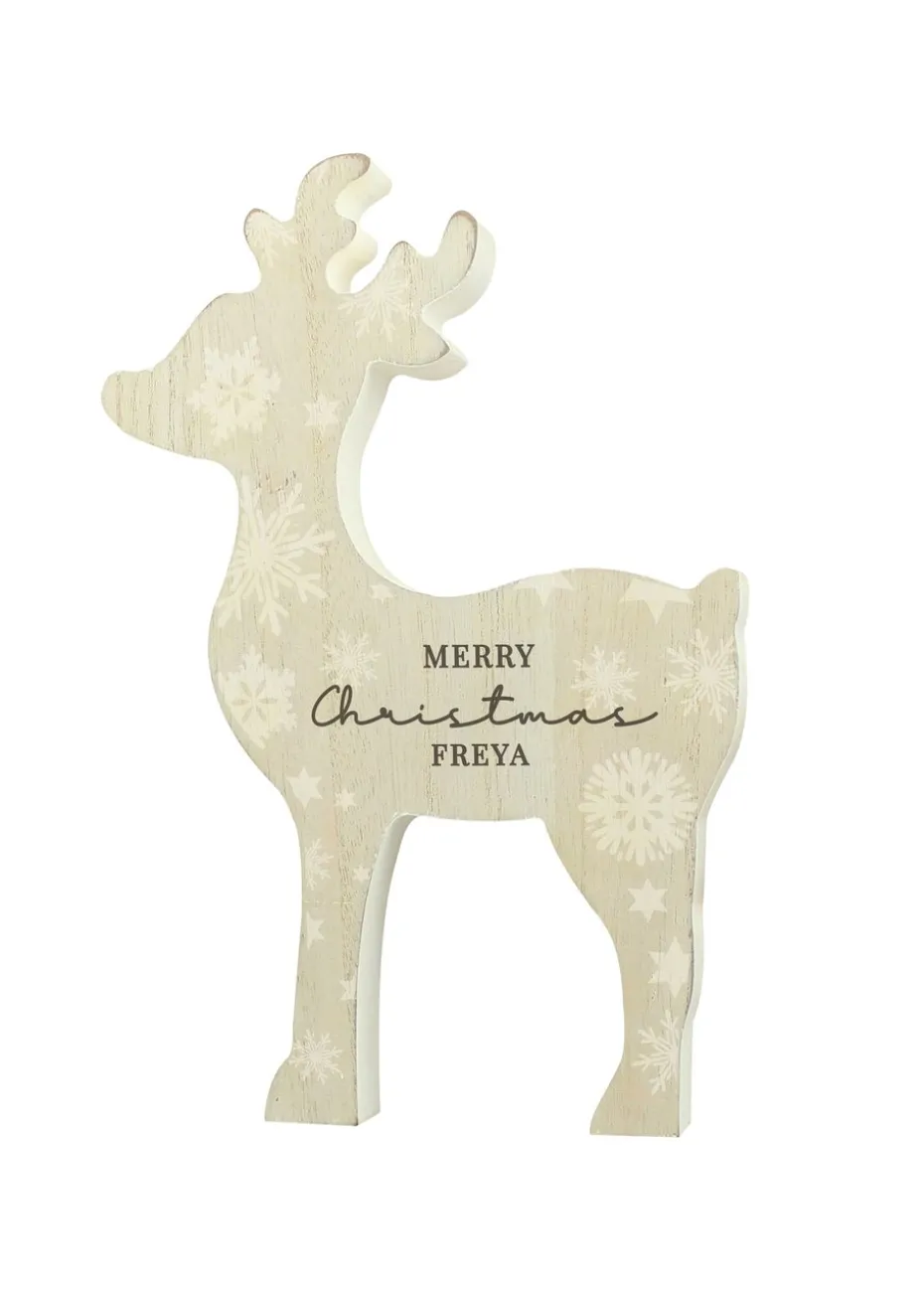 Personalised Memento Company Brown Snowflake Reindeer Ornament