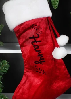 Personalised Memento Company Red Holly Christmas Stocking
