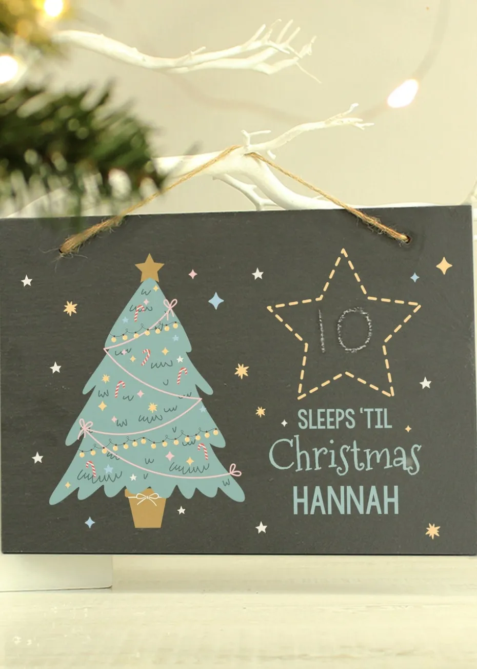 Personalised Memento Company Slate Christmas Chalk Countdown Hanging Large Sign