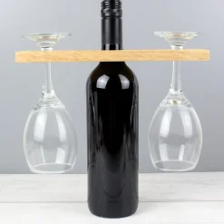 Personalised Memento Company Wood Wine O'clock Wine Glass & Bottle Holder