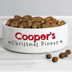 Personalised Memento Company White Christmas Dinner 14cm Medium Pet Bowl