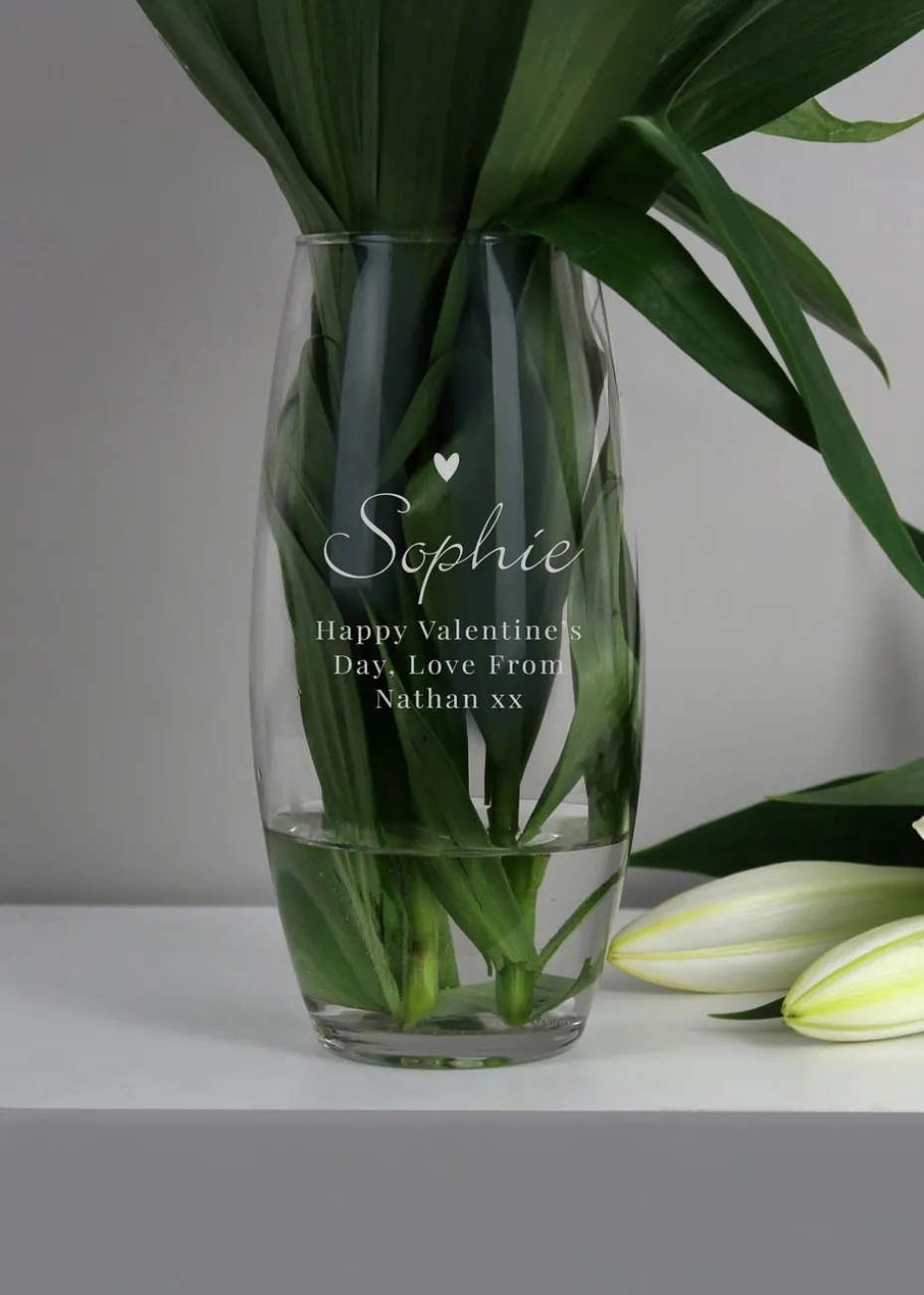 Personalised Memento Company Love Heart Clear Bullet Vase