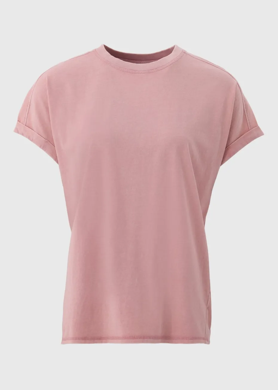 Pink Acid Wash Longline T-Shirt