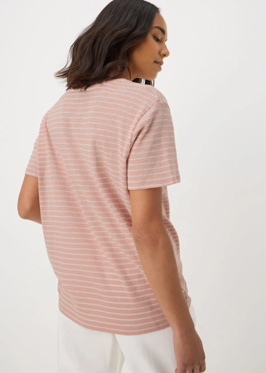 Pink Burnout Stripe Relaxed Fit T-Shirt