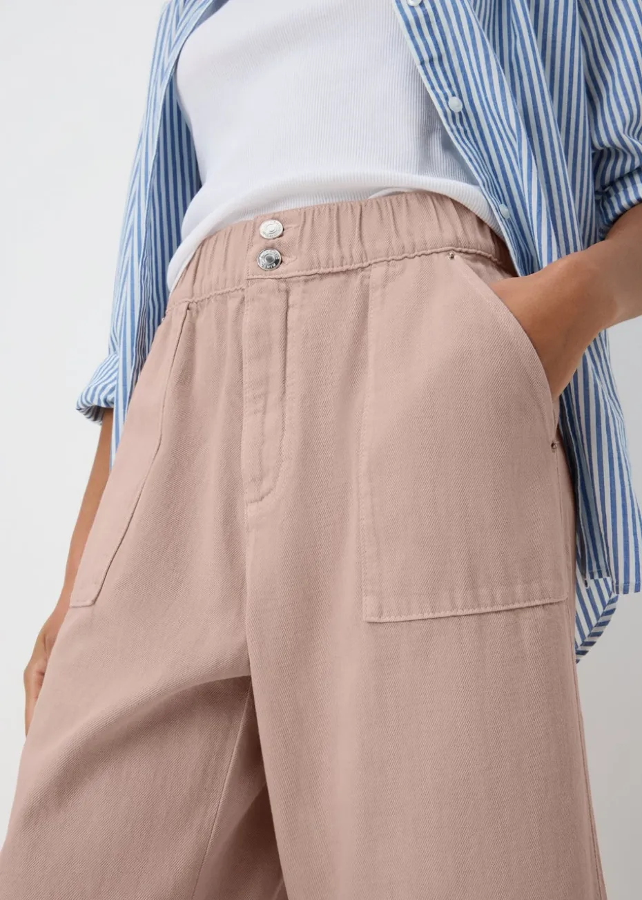 Pink Cropped Wide Leg Jeans