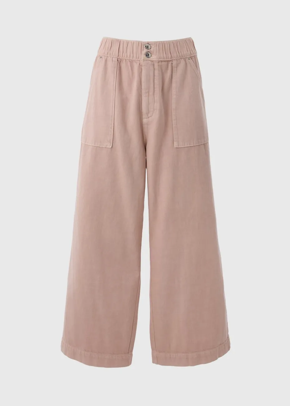 Pink Cropped Wide Leg Jeans