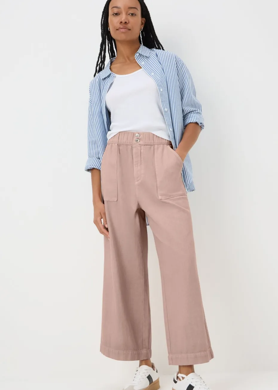 Pink Cropped Wide Leg Jeans