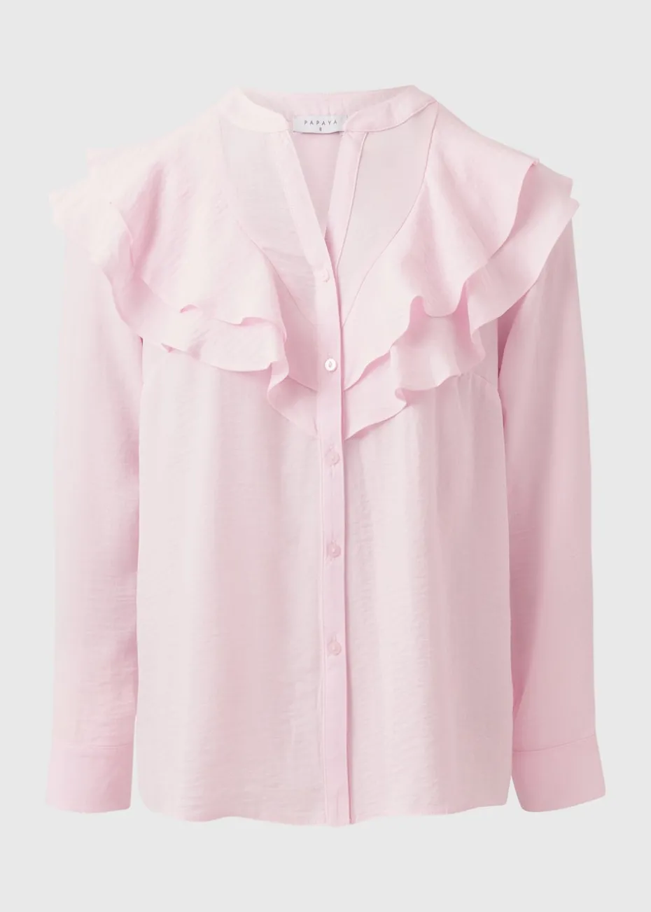 Pink Double Ruffle Blouse