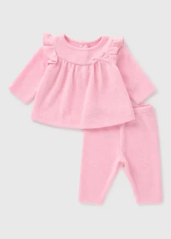 Pink Girls Peplum Top & Leggings Set (Newborn-23mths)