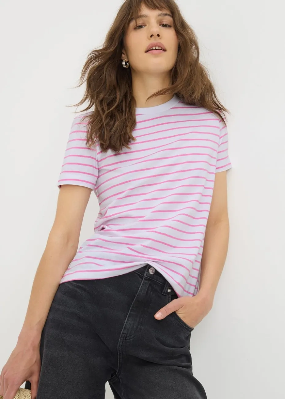 Pink Stripe Crew Neck T-Shirt