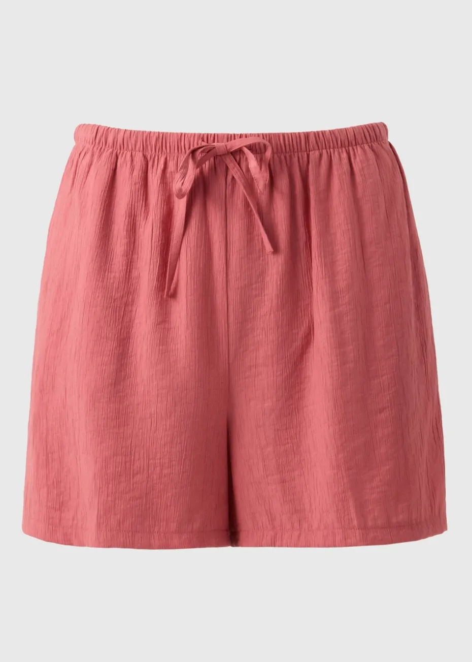 Pink Textured Shorts