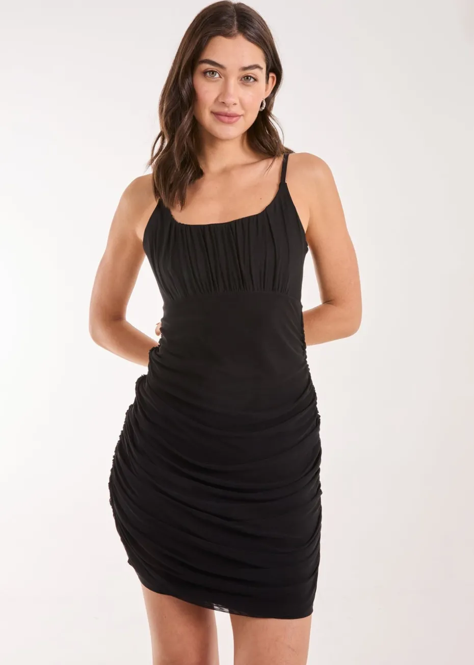 Pink Vanilla Black Bengaline Mesh Mini Dress