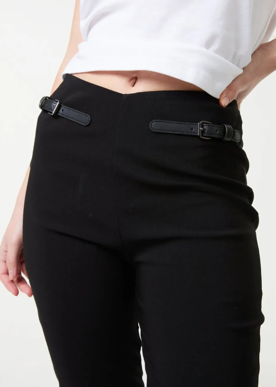 Pink Vanilla Black Capri Pants With Belts