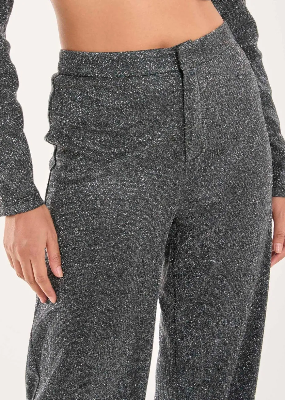 Pink Vanilla Black Glitter High Waisted Trousers