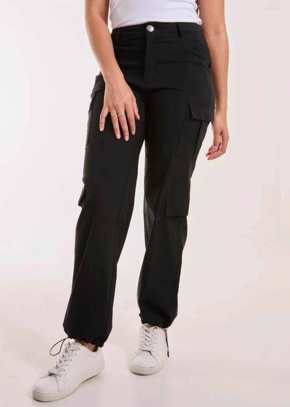 Pink Vanilla Black Pocket Detail Wide Leg Cargo Pants