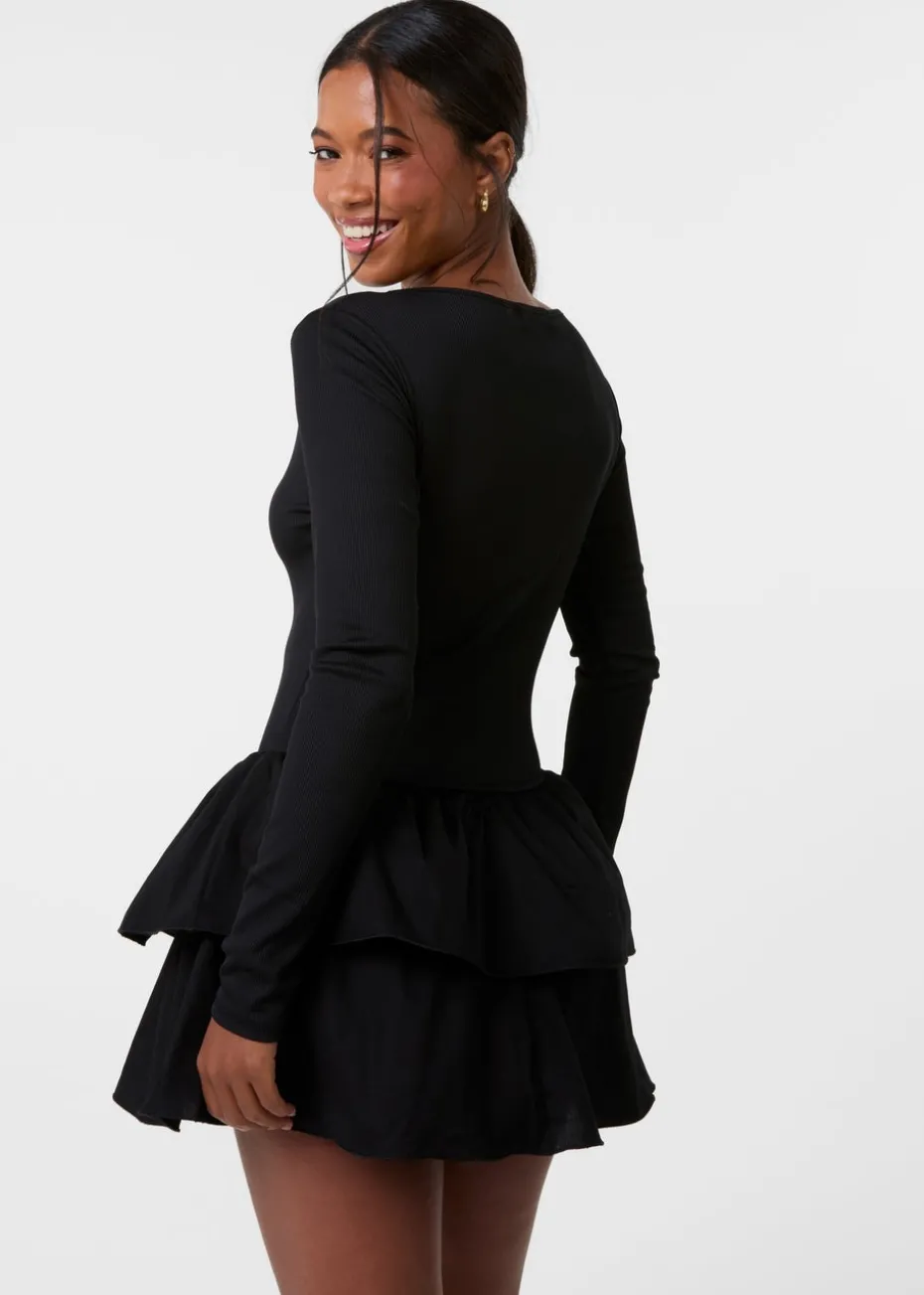 Pink Vanilla Black Rib Dress With RaRa Skirt