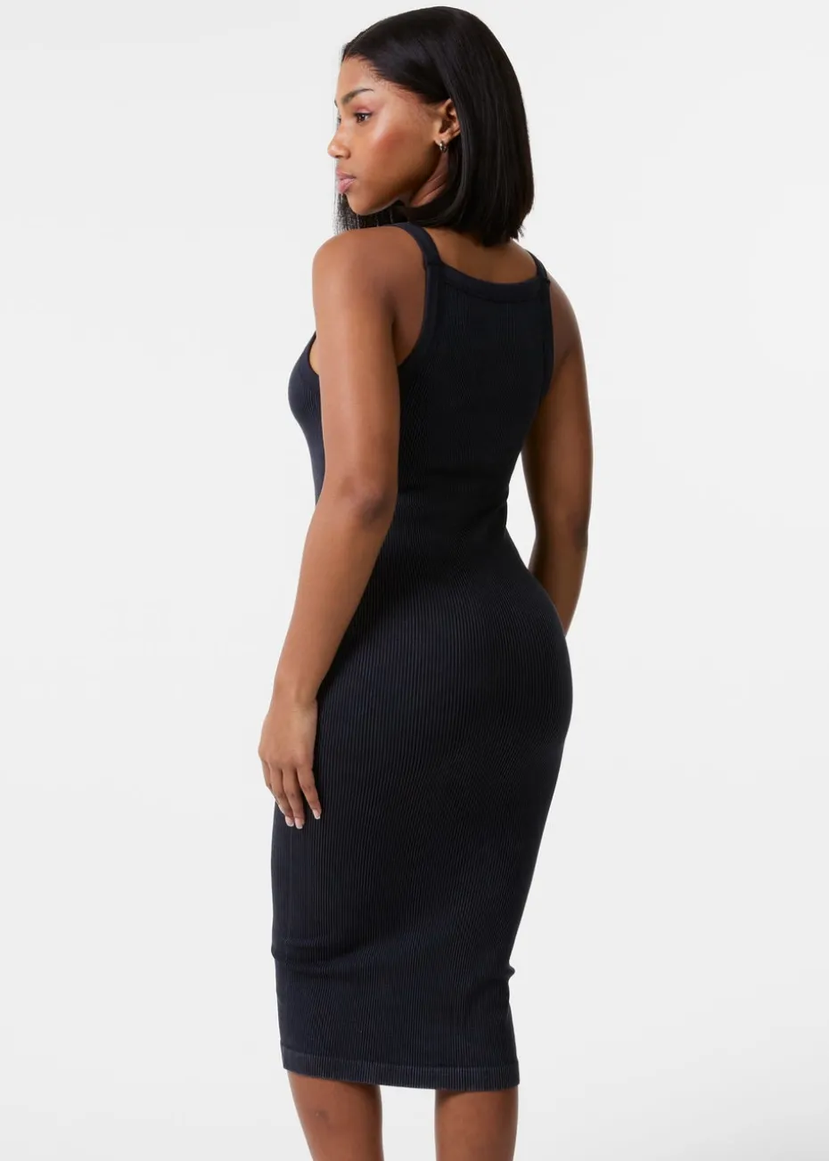 Pink Vanilla Black Washed Ribbed Racer Dress
