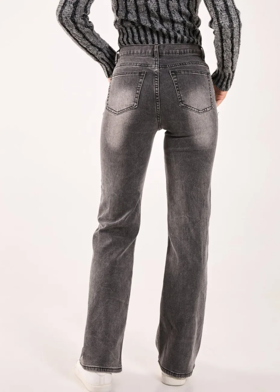 Pink Vanilla Black Washed Relaxed Fit High Waist Jeans