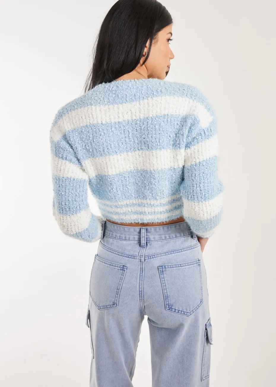 Pink Vanilla Blue Fluffy Cropped jumper