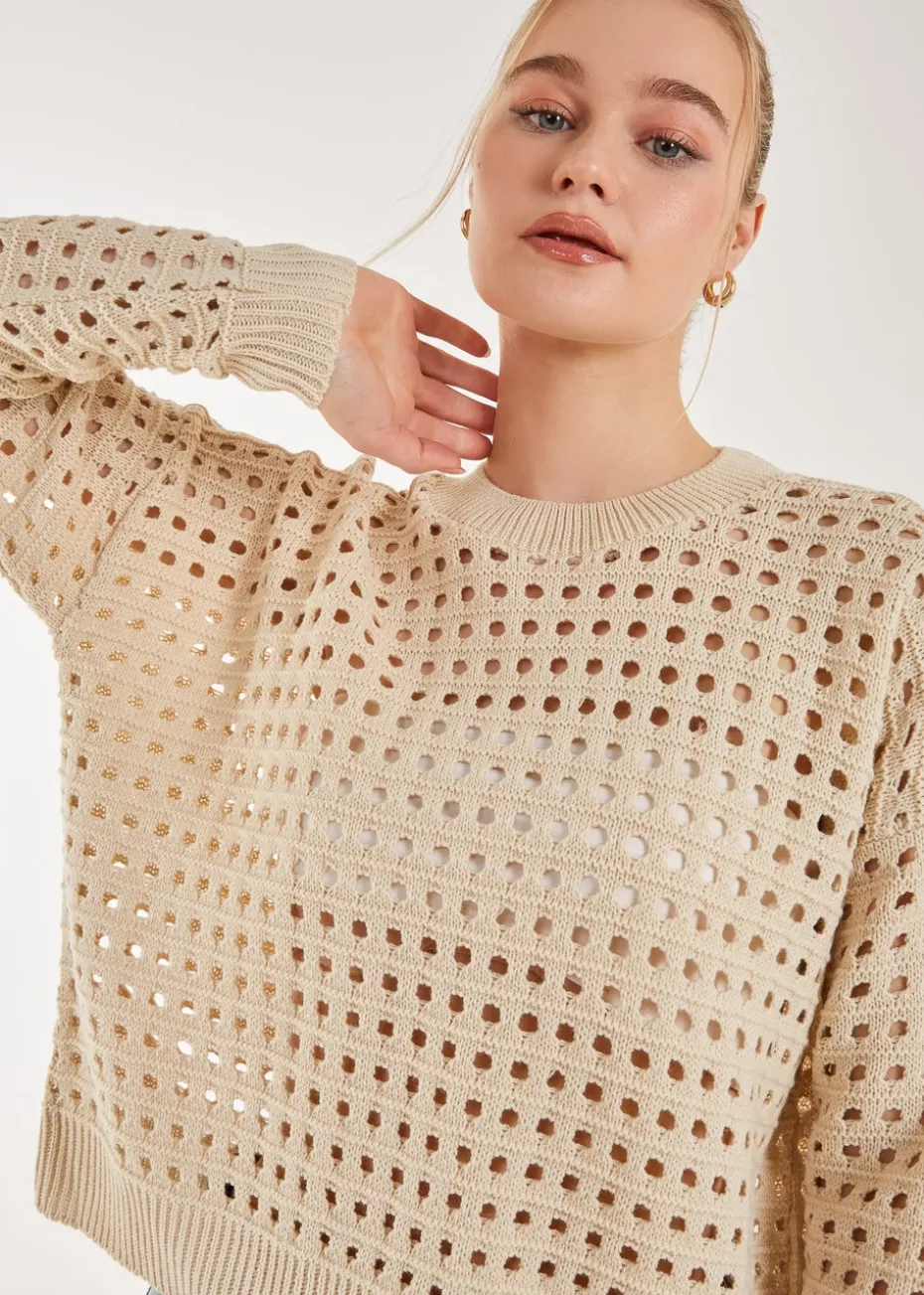Pink Vanilla Crochet Knitted Sweatshirt