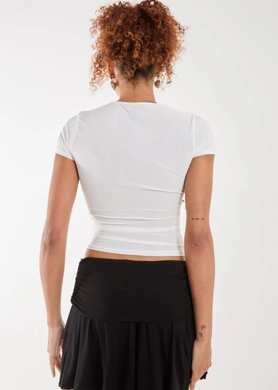 Pink Vanilla Ivory Bow Detail T-Shirt