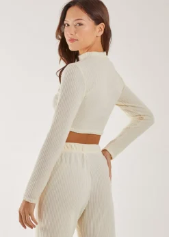 Pink Vanilla Ivory Soft Brushed Letterbox Long Sleeve Top