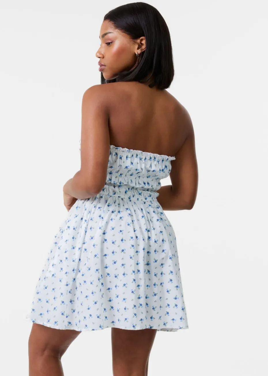Pink Vanilla Ivory Tie Back Tiered Mini Dress